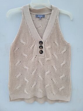 Marled Cream Knit Button-Front Sweater Vest